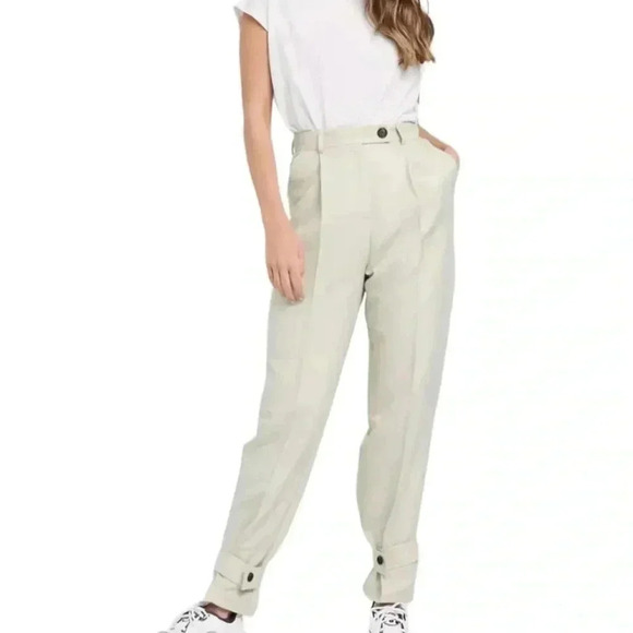 NWT ASOS DESIGN Tapered Dad Pants with Ankle Tab Detail - Picture 1 of 7